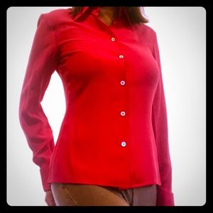 Vintage Richard Tyler Red Silk Blouse
